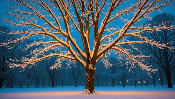 Arbre illuminé à tronc givré : sublimez vos espaces professionnels